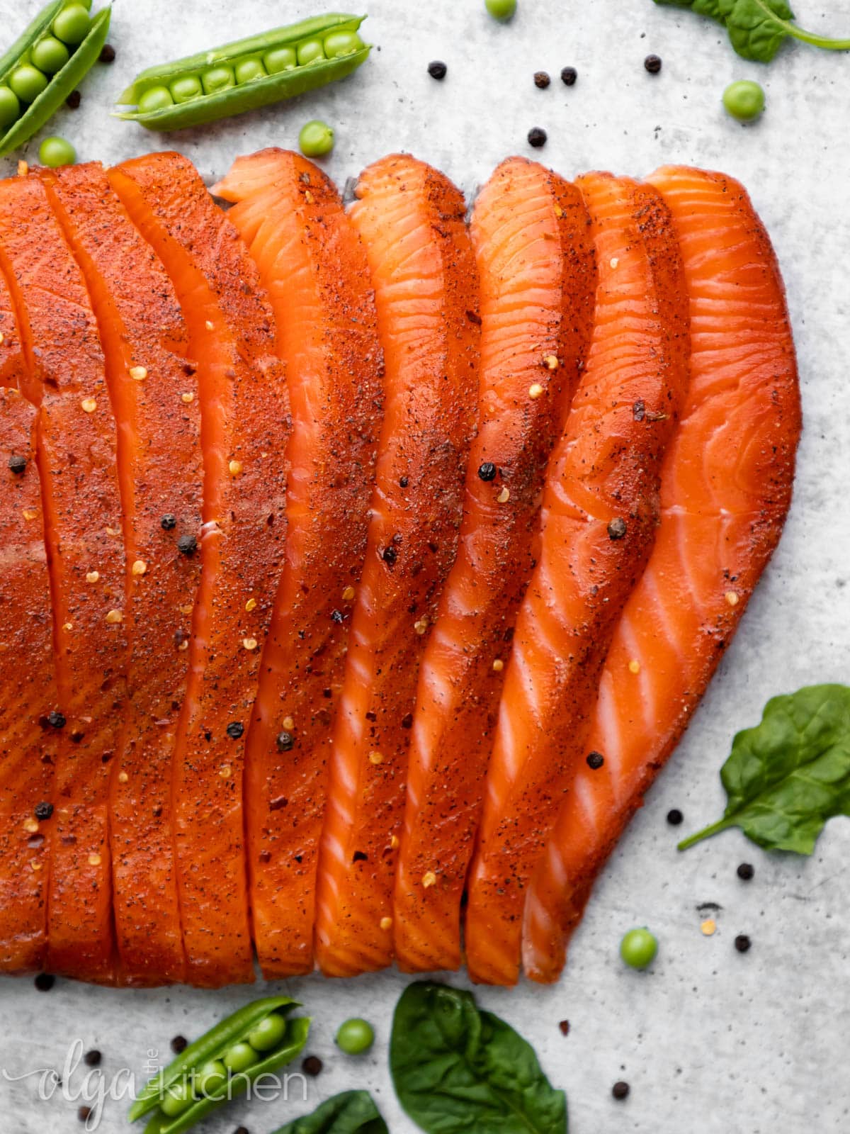An image of hot smoked salmon slices