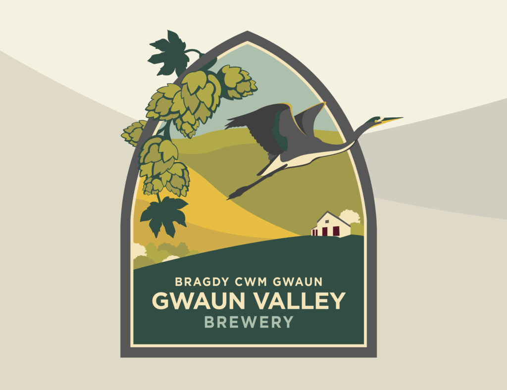Logo for Gwaun Valley Brewery featuring elements referencing the Pembrokeshire landscape