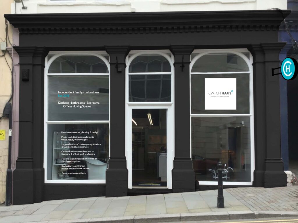 A storefront painted in black