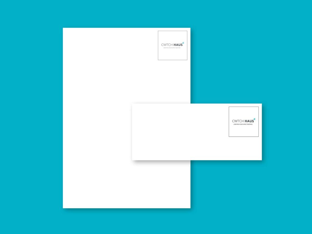 A vibrant blue background with white letterhead