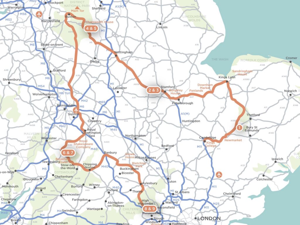 A close up route map in the brand's colours