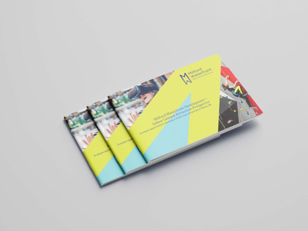 An inside view of a brochure design for Milford Waterfront