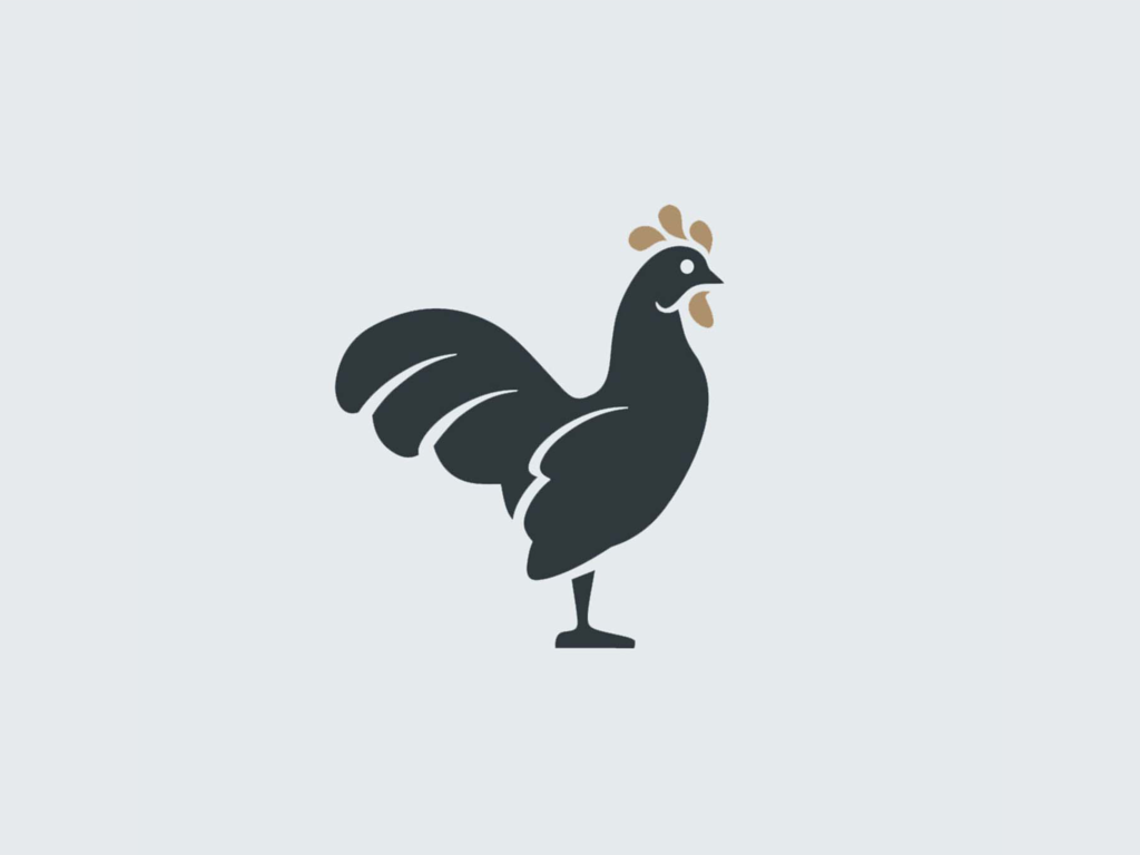 The Castlemead hotel icon taken from the wider branding project; a light grey background with a navy blue cockrel