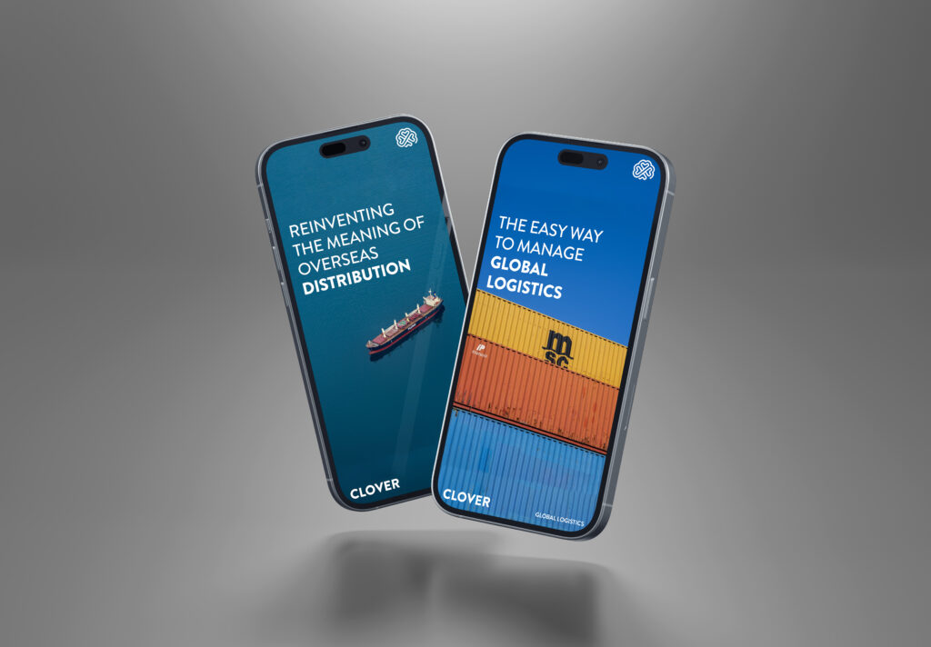 Two iphones featuring shipping container imagery