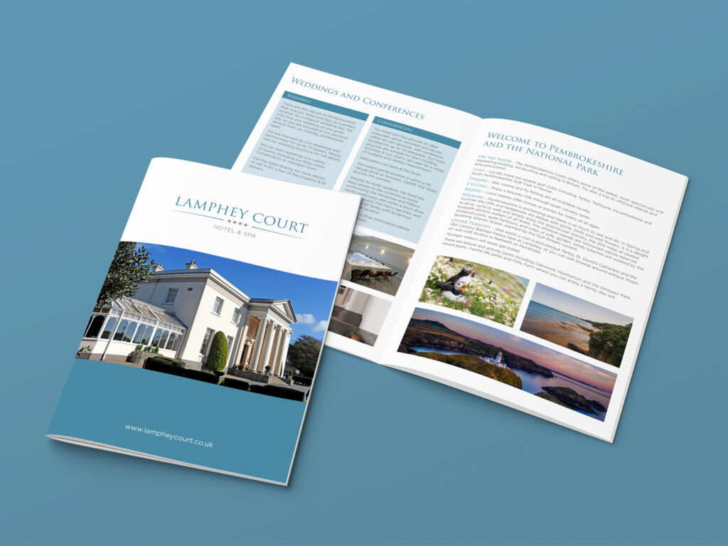 A brochure featuring the branding for Lamphey Court Hotel & Spa